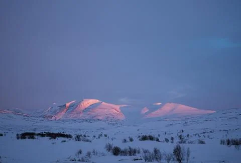 Sunset glowing mountains Foto stock