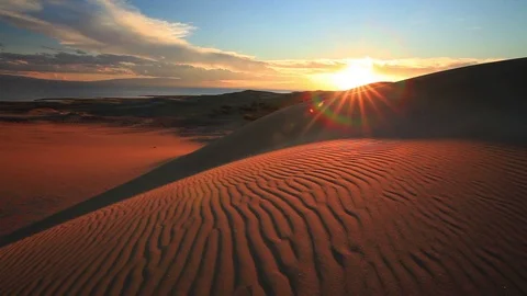Sunset in the Gobi Desert. Mongolia Stock Footage 72338847