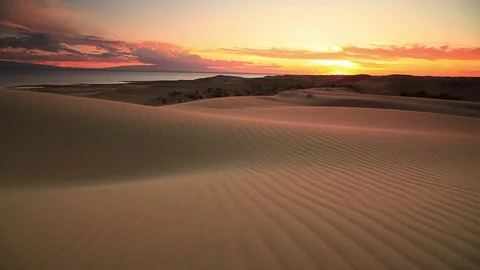 Sunset in the Gobi Desert. Mongolia Stock Footage 72339268