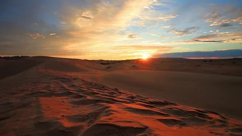 Sunset in the Gobi Desert. Mongolia Stock Footage 83503175