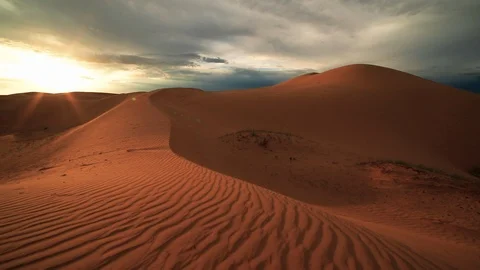 Sunset in the Gobi Desert. Mongolia Stock Footage 123775124
