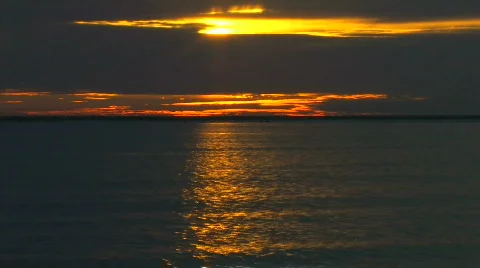 Sunset Gold Ocean Water Reflection HD Stock Footage 771572