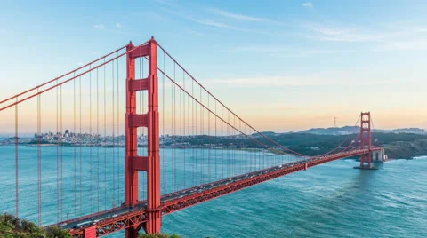 Sunset at Golden Gate Bridge, San Francisco 库存影片 63216420