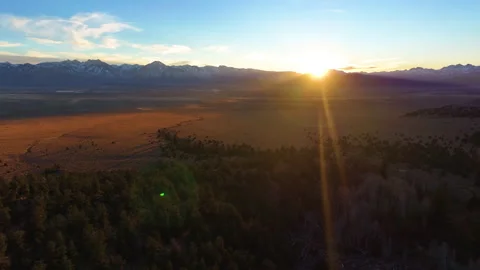 Sunset Golden Hour Inyo Forest California Aerial Drone Stock Footage 258396705