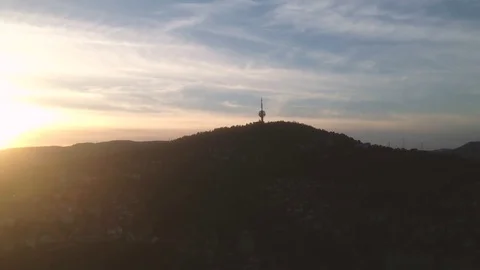 Sunset golden hour over city landscape panorama view Stock Footage 80574067