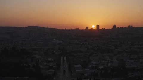Sunset golden hour over Jerusalem Israel Stock Footage 267835650