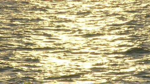 Sunset golden ocean slow-motion small waves Stock-Footage 2202817