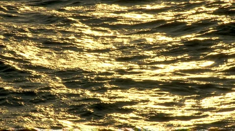 Sunset golden ocean slow-motion big waves Stock Footage 2203050
