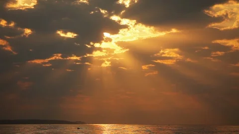 Sunset in the golden rays of the sun Stock Footage 112016352