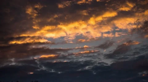 Sunset golden shades on clouds  Stock Footage 62391039