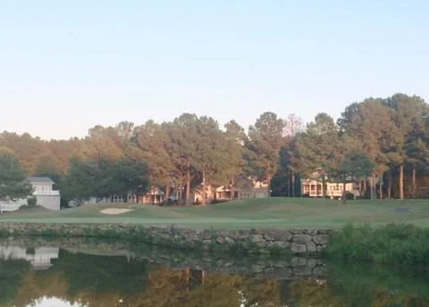 Sunset on golf course Foto stock