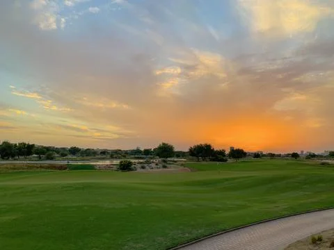 Sunset at the golf course 写真素材