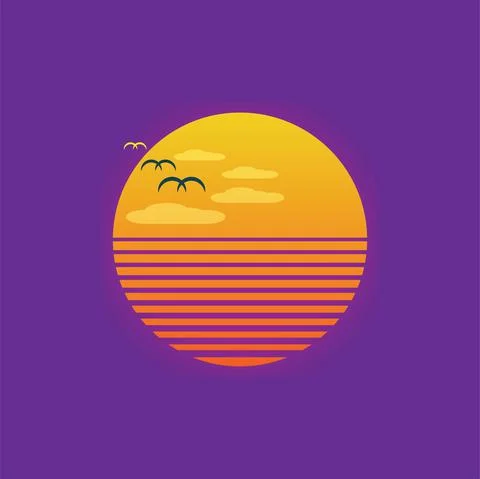 Sunset gradient vector logo design illustration Stock Illustration