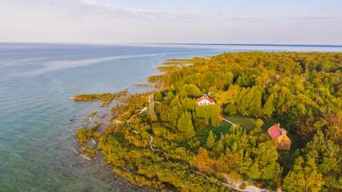 Sunset at Grand Traverse Light Foto stock