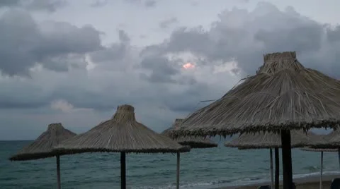 Sunset on the Greece beach Stock Footage 8990145