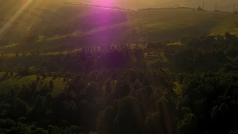 Sunset in the green countryside Stock Footage 119256399
