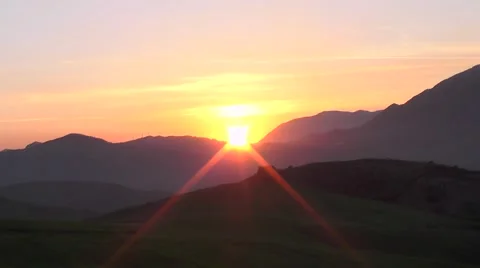 Sunset in green fields Stock Footage 49179818