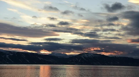 Sunset in the Greenland Stock Footage 68379480