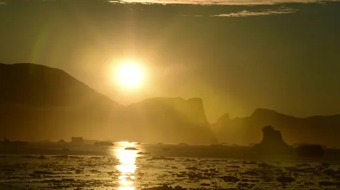 Sunset in the Greenland Stock Footage 68432633