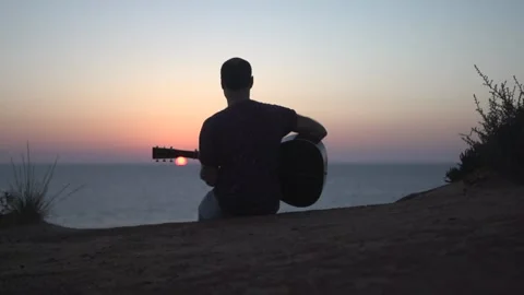 Sunset Guitarsit Video stock 218645949