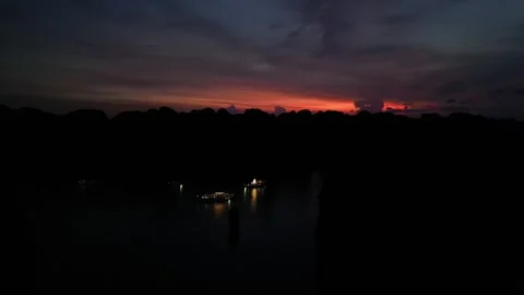 Sunset Ha long bay, 4k aerial footage Stock Footage 287431542