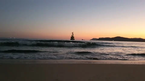 Sunset Haeundae Beach Stock Footage 145712760