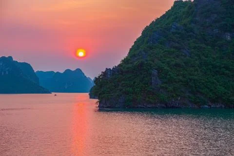 Sunset in Halong Bay Stock Photos