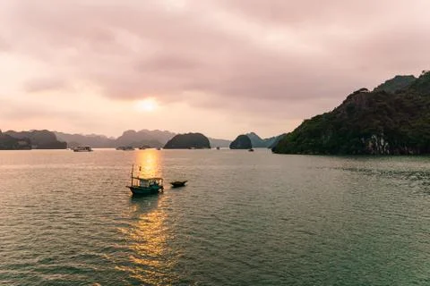 Sunset in Halong Stock Photos