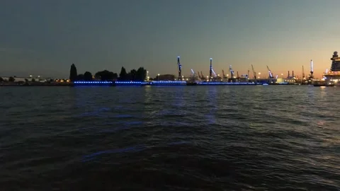 Sunset at the hamburg harbour Stock Footage 237962127
