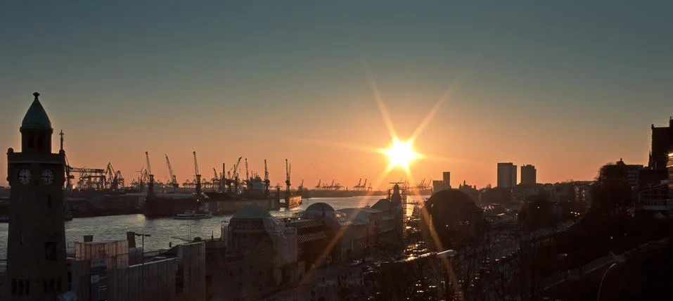Sunset in Hamburg Stock Photos