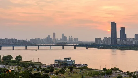 Sunset in Han river Stock Footage 102497052
