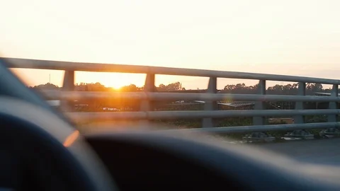 Sunset Handheld Driving Stock Footage 86318391