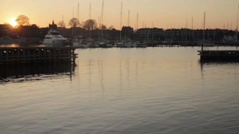 Sunset harbor, Denmark Video stock 130998255