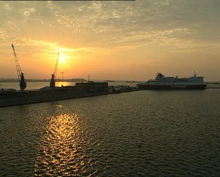 SUNSET at harbor Video stock 11401900