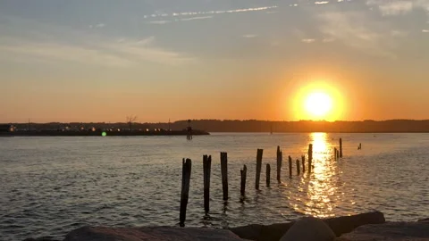 Sunset at the harbor Stock Footage 198946915