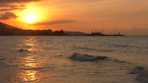 Sunset at the harbor Stock Footage 218982513
