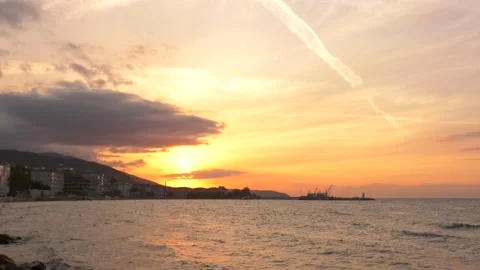 Sunset at the harbor Stock Footage 218985357