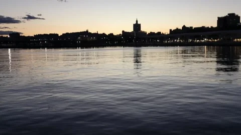 Sunset by the harbor, Malaga, Spain Stock Footage 306317685
