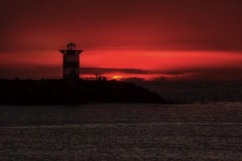 Sunset at the harbor of Scheveningen Stock-Fotos