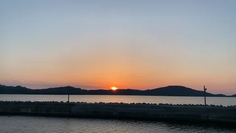 Sunset at the harbor of west japan Stock Footage 106885826
