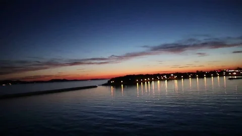 Sunset harbour bay view time lapse zadar croatia Stock Footage 84941594