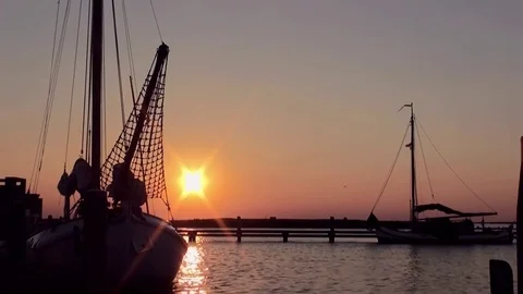 Sunset in the harbour. Stock Footage 82772386