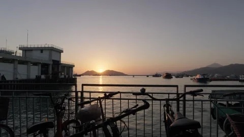 Sunset harbour Hong Kong Stock Footage 265013369