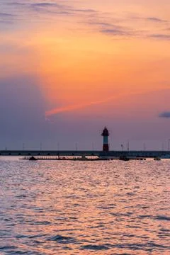 Sunset on the harbour Stock Photos