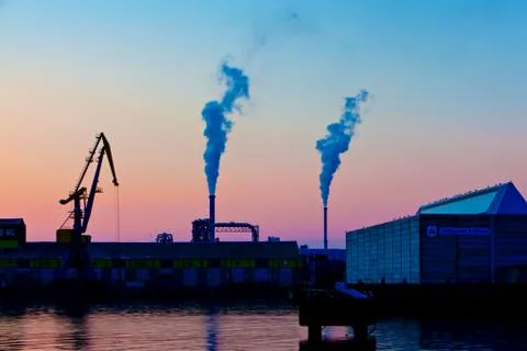 Sunset at the harbour of Wismar Stock Photos