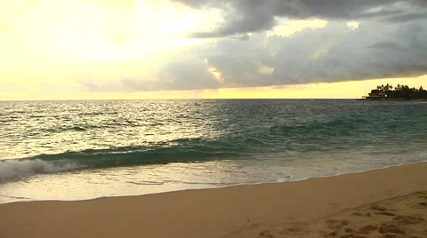 Sunset in Hawaii by the Ocean Stock Footage 41380739