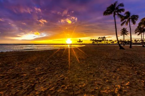 Sunset in hawaii Stock Photos