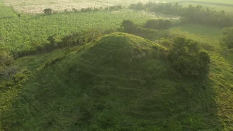 Sunset Hazy Drone Clip, Olmec Site, Tres Zapotes, Veracruz, Mexico, c.1300BC, 4K Stock Footage 296347389