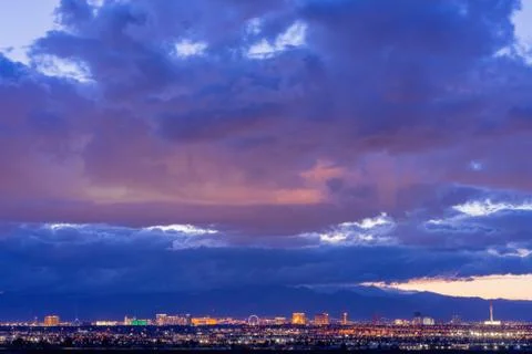 Sunset high angle view of the famous Las Vegas Strip Foto stock