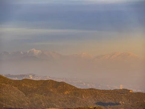 Sunset high angle view of the Santa Monica Foto stock